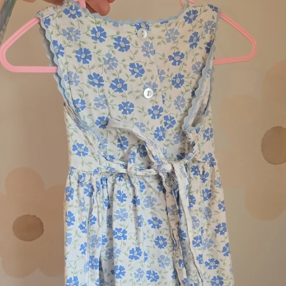 Vintage Floral Blue and White Girls Dress Size 3 - Picture 2 of 7